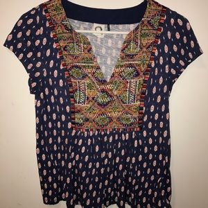 Vneck Patterned Shirt